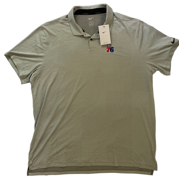 Nike Golf NWT Men’s XXL Dri-Fit NBA Philadelphia 76ers Short Sleeve Gray Polo - Picture 2 of 7